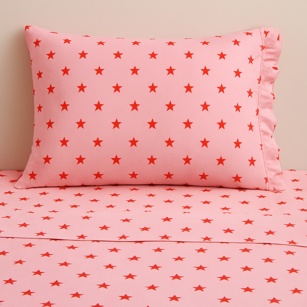 PRE ORDER - Strawberry Star Fitted Sheet + Pillowcase