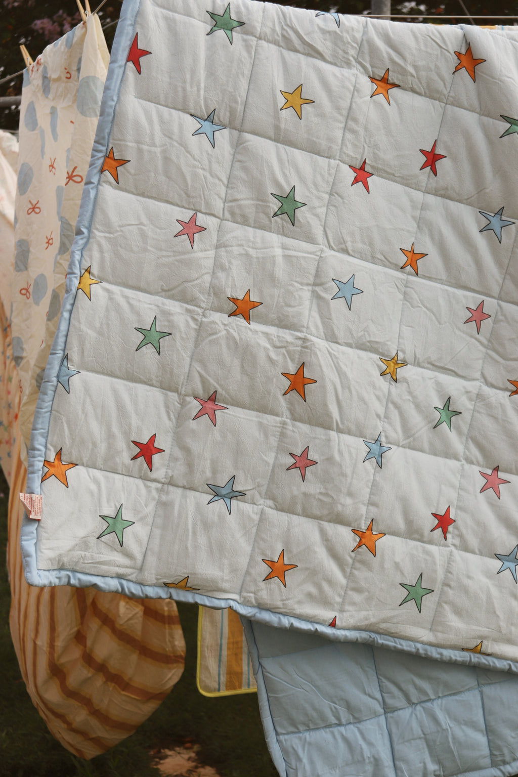 Retro Star Reversible Rainbow Quilt