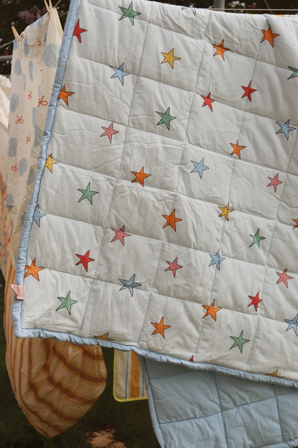 Retro Star Reversible Rainbow Quilt
