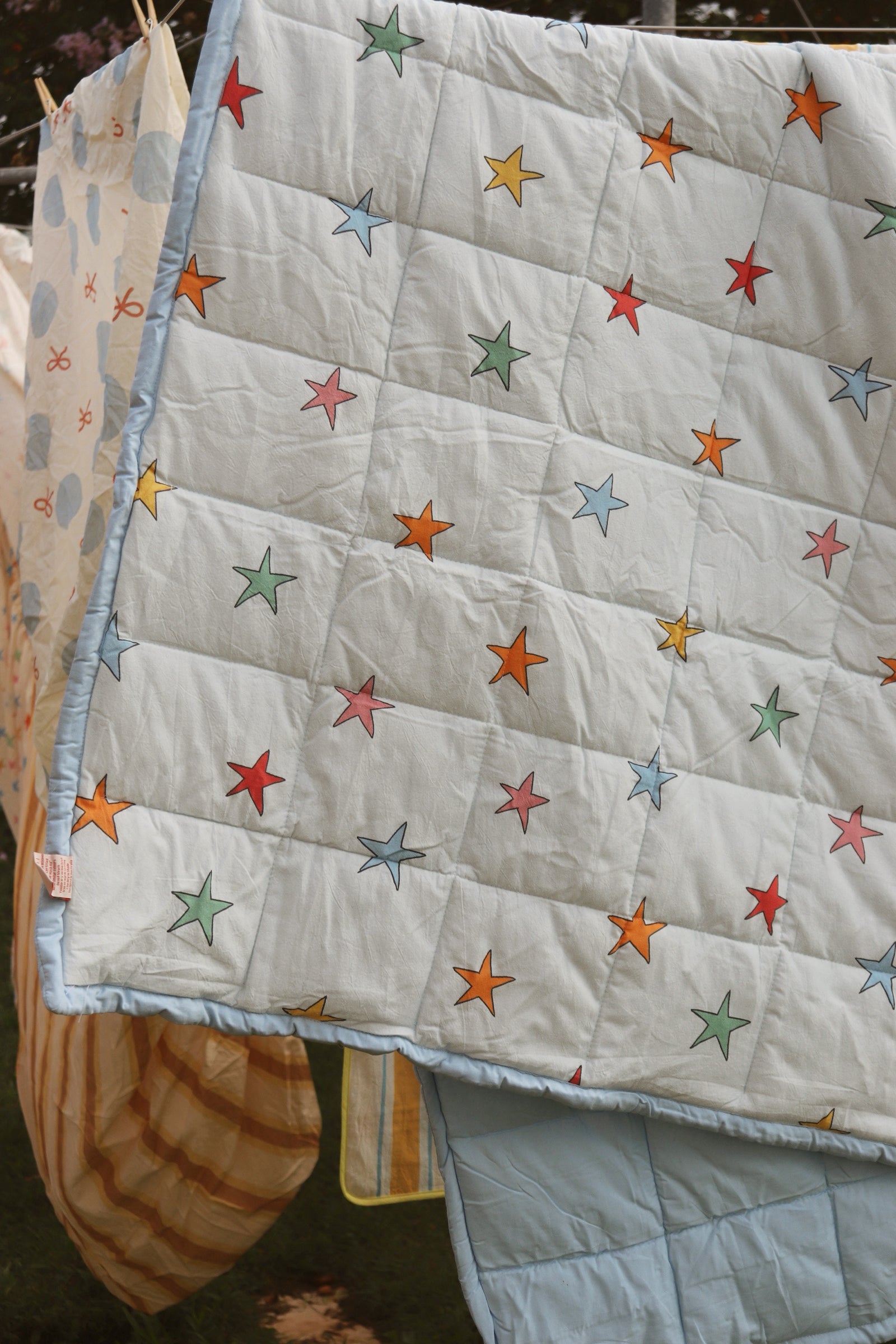 Retro Star Reversible Rainbow Quilt