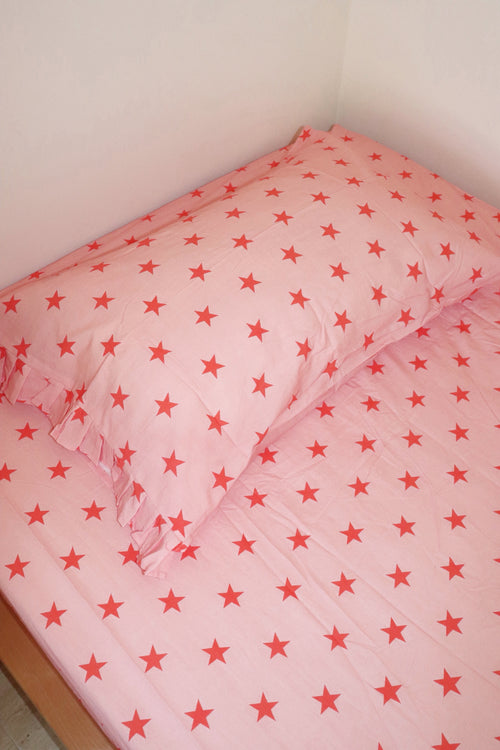 PRE ORDER - Strawberry Star Fitted Sheet + Pillowcase